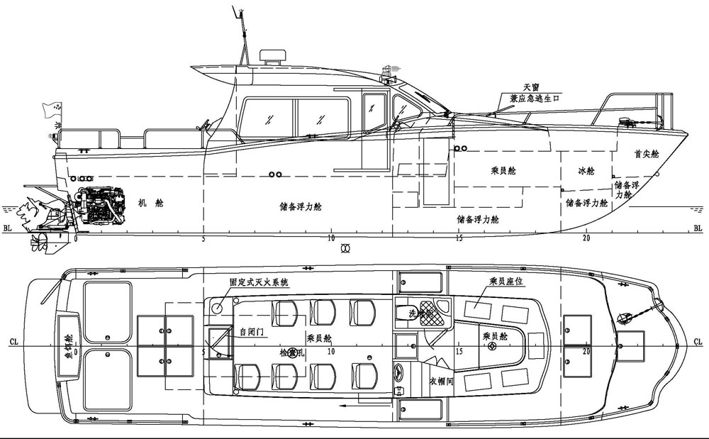 JS-UF40新款釣魚艇平面布局圖